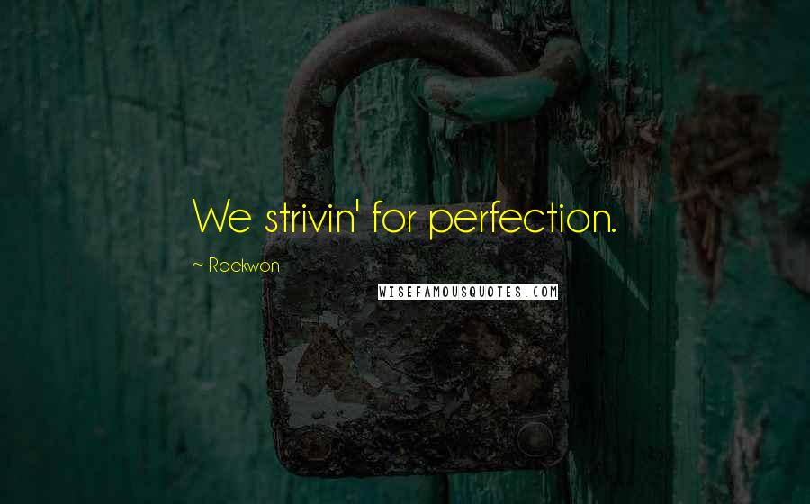Raekwon quotes: We strivin' for perfection.