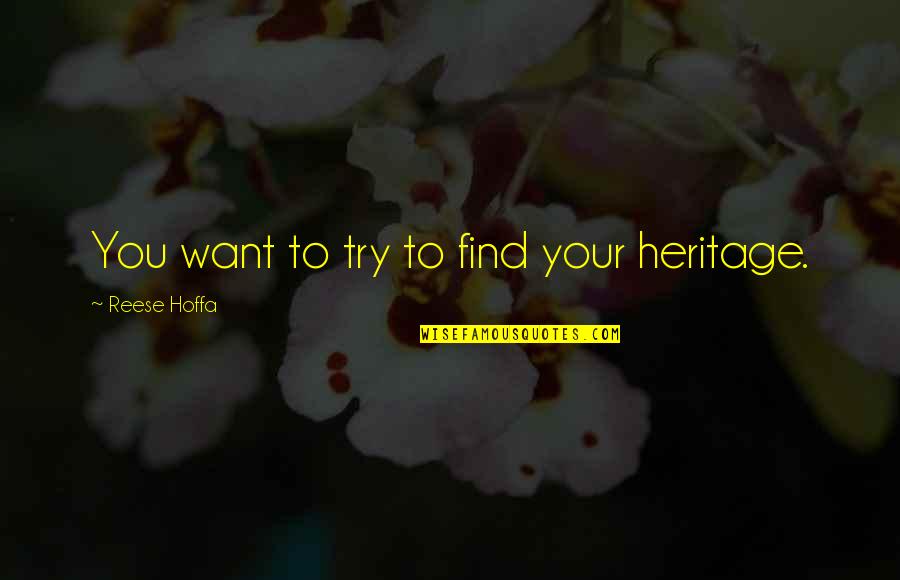 Rafes Svg Quotes By Reese Hoffa: You want to try to find your heritage.