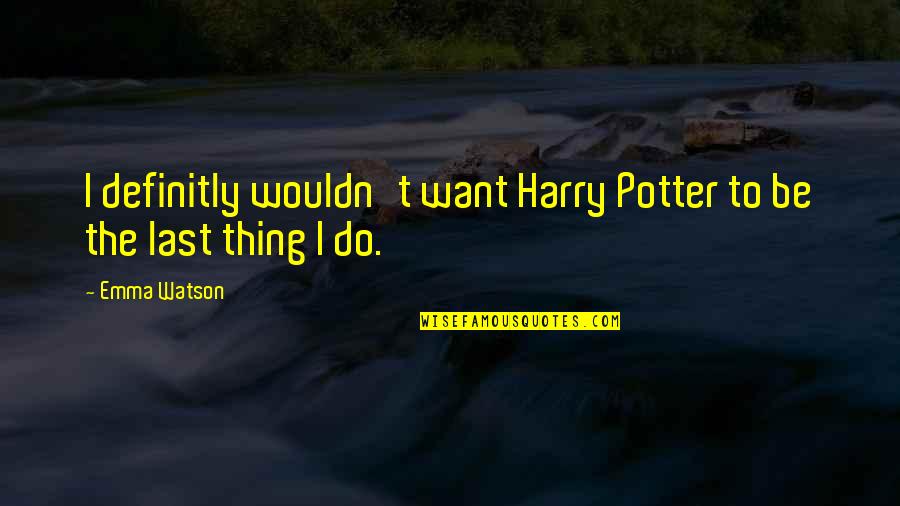 Raffael Quotes By Emma Watson: I definitly wouldn't want Harry Potter to be