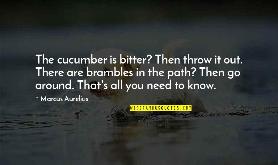 Raffie Quotes By Marcus Aurelius: The cucumber is bitter? Then throw it out.