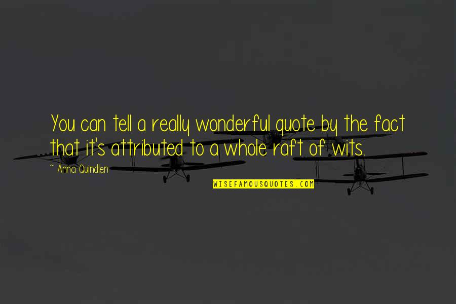 Raft Quotes By Anna Quindlen: You can tell a really wonderful quote by