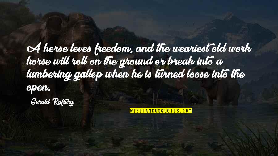 Raftery Quotes By Gerald Raftery: A horse loves freedom, and the weariest old Raftery Quotes By Gerald Raftery: A horse loves freedom, and the weariest old