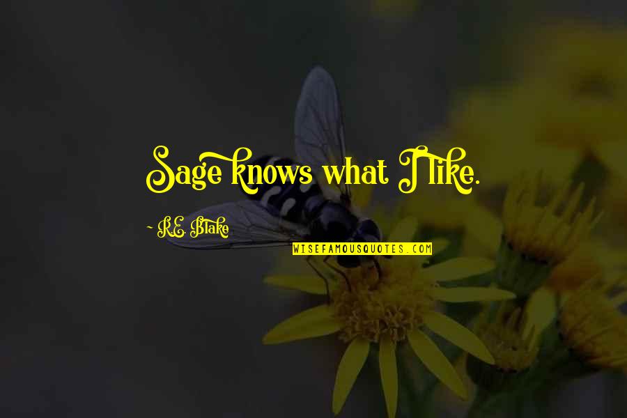 Ragas Quotes By R.E. Blake: Sage knows what I like. Ragas Quotes By R.E. Blake: Sage knows what I like.