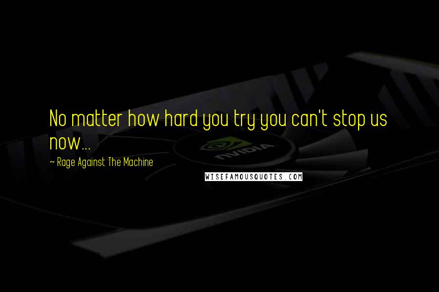 Rage Against The Machine quotes: No matter how hard you try you can't stop us now...