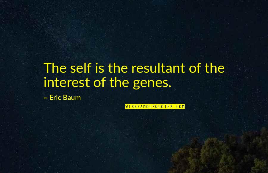 Rage Quit Quotes By Eric Baum: The self is the resultant of the interest