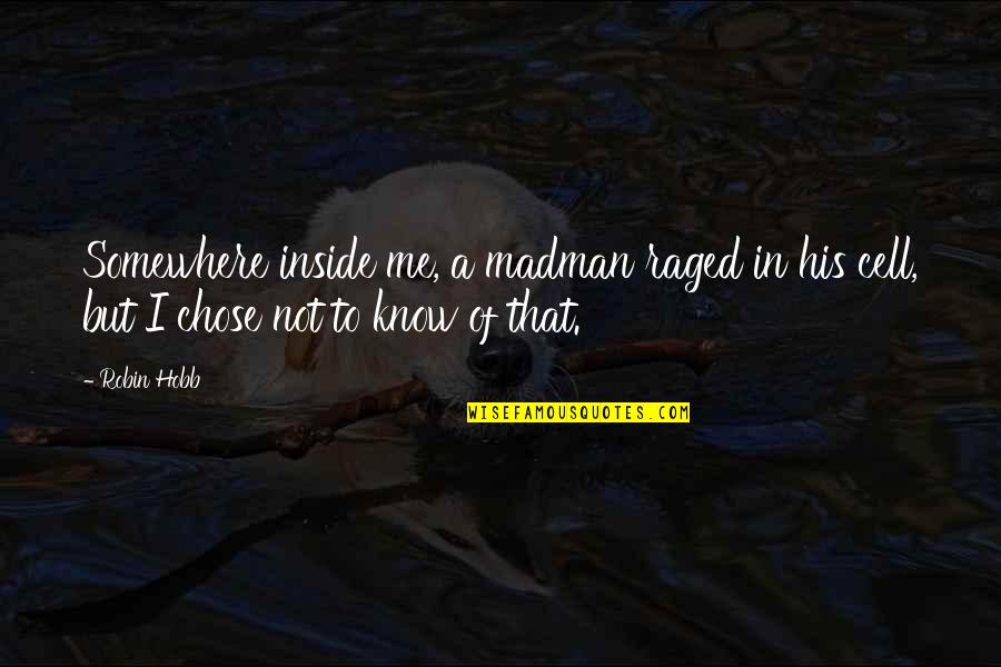 Raged Quotes By Robin Hobb: Somewhere inside me, a madman raged in his