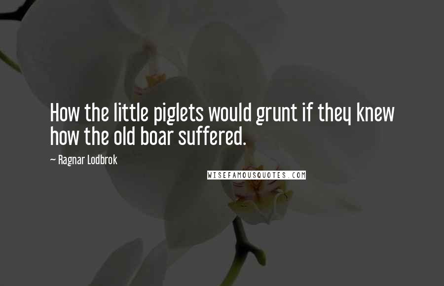 Ragnar Lodbrok quotes: How the little piglets would grunt if they knew how the old boar suffered.