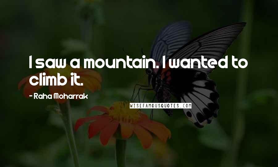 Raha Moharrak quotes: I saw a mountain. I wanted to climb it.