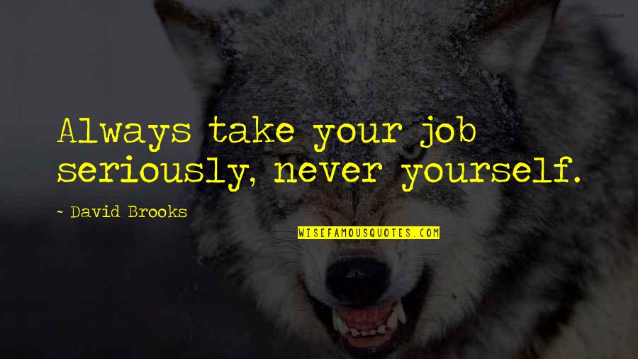 Rahala Travel Quotes By David Brooks: Always take your job seriously, never yourself.