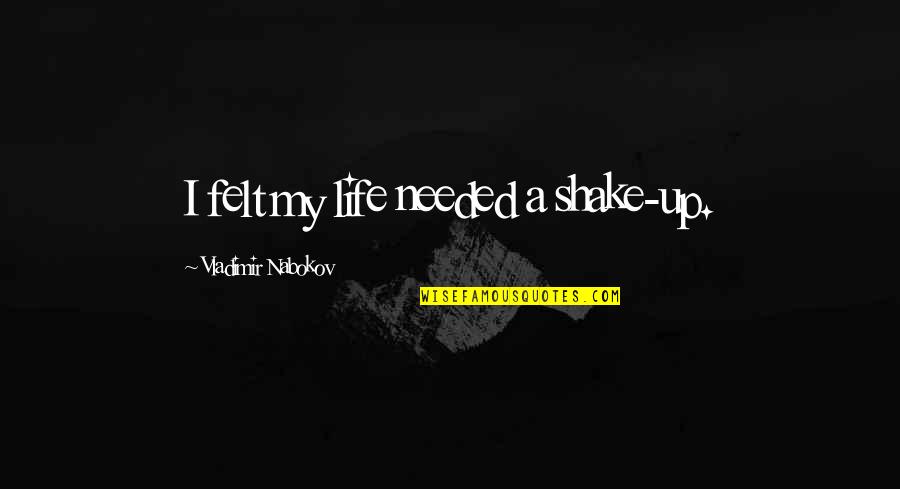 Rahmatollah Beheshti Quotes By Vladimir Nabokov: I felt my life needed a shake-up.