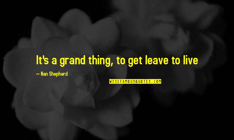 Rahsaan Lewis Quotes By Nan Shepherd: It's a grand thing, to get leave to