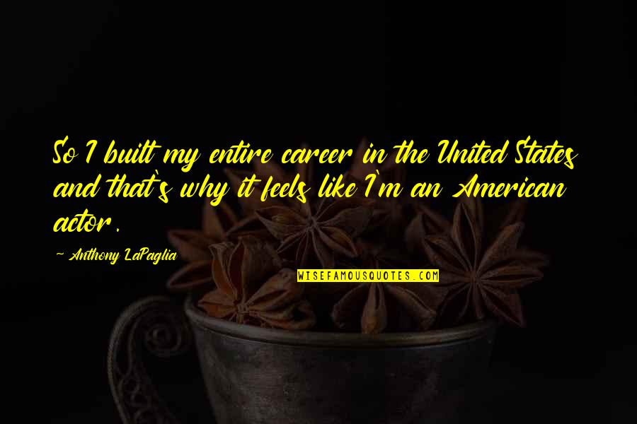 Rahul Dravid Inspirational Quotes By Anthony LaPaglia: So I built my entire career in the Rahul Dravid Inspirational Quotes By Anthony LaPaglia: So I built my entire career in the