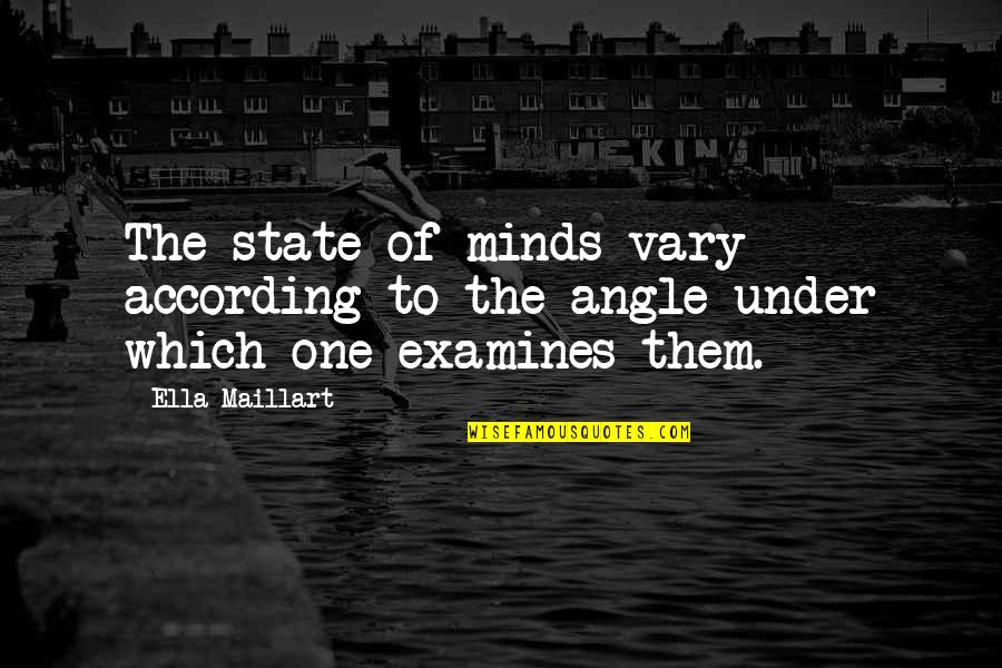 Raid Berandal Quotes By Ella Maillart: The state of minds vary according to the