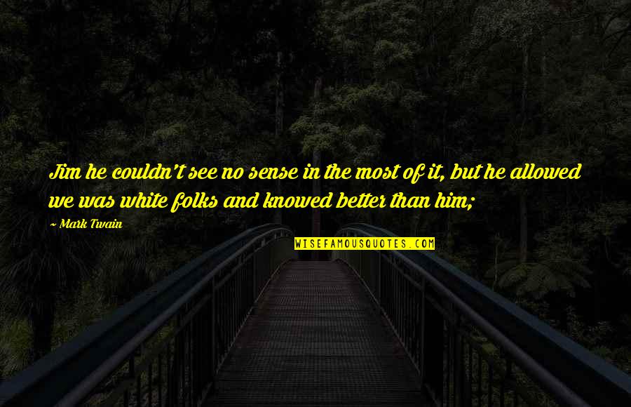 Raikkonen Best Quotes By Mark Twain: Jim he couldn't see no sense in the Raikkonen Best Quotes By Mark Twain: Jim he couldn't see no sense in the