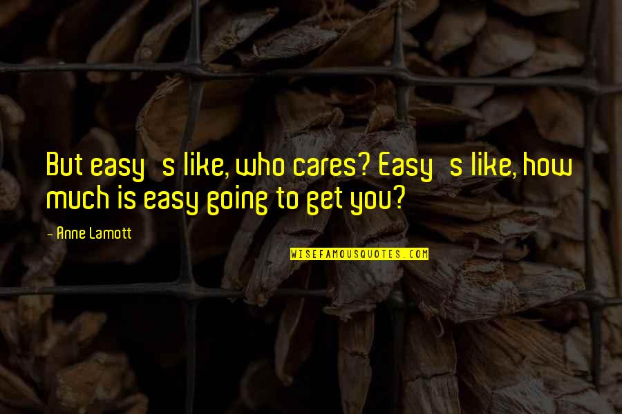 Railroad Crossing Quotes By Anne Lamott: But easy's like, who cares? Easy's like, how