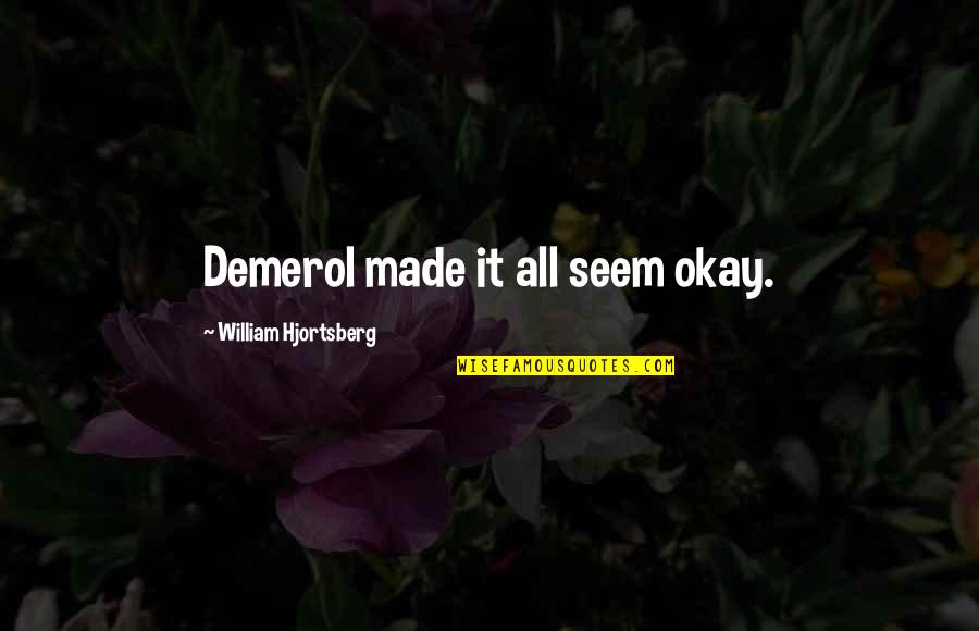Raimaname Quotes By William Hjortsberg: Demerol made it all seem okay. Raimaname Quotes By William Hjortsberg: Demerol made it all seem okay.