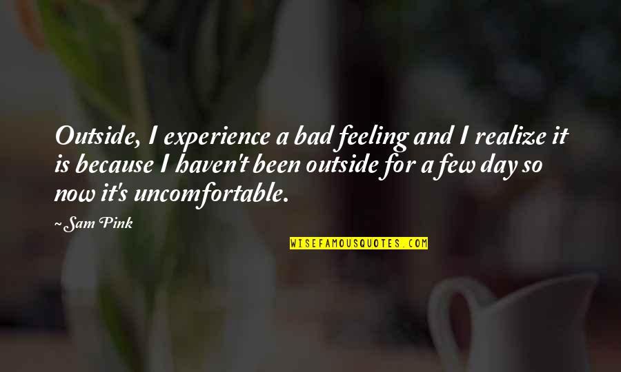 Raimund Abraham Quotes By Sam Pink: Outside, I experience a bad feeling and I Raimund Abraham Quotes By Sam Pink: Outside, I experience a bad feeling and I