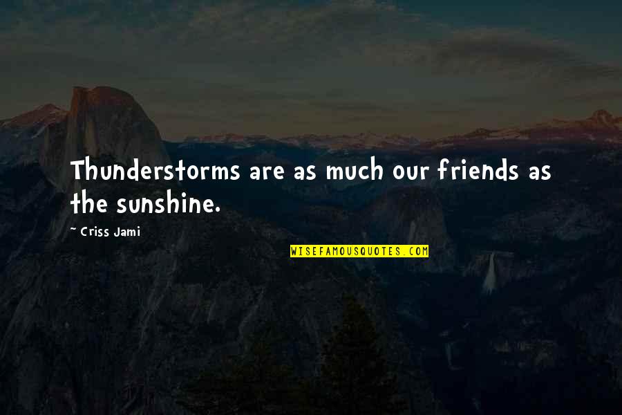 Rain And Friendship Quotes By Criss Jami: Thunderstorms are as much our friends as the