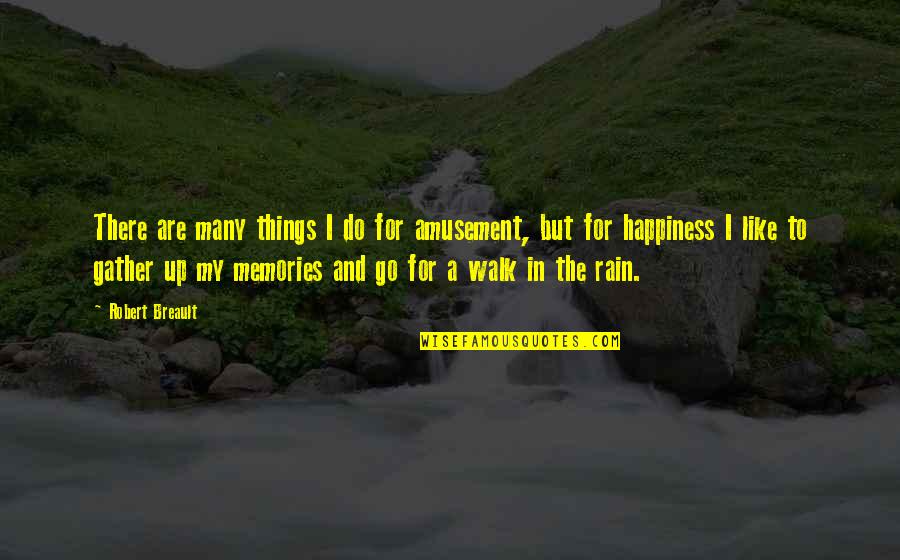 Rain And Happiness Quotes By Robert Breault: There are many things I do for amusement,
