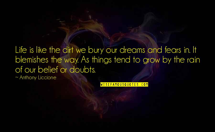 Rain And Life Quotes By Anthony Liccione: Life is like the dirt we bury our