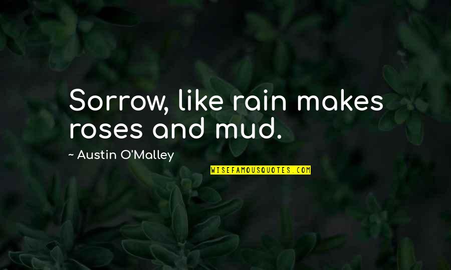 Rain And Mud Quotes By Austin O'Malley: Sorrow, like rain makes roses and mud.
