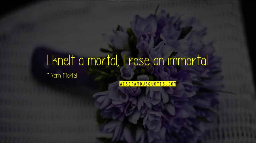 Rain And New Life Quotes By Yann Martel: I knelt a mortal; I rose an immortal.