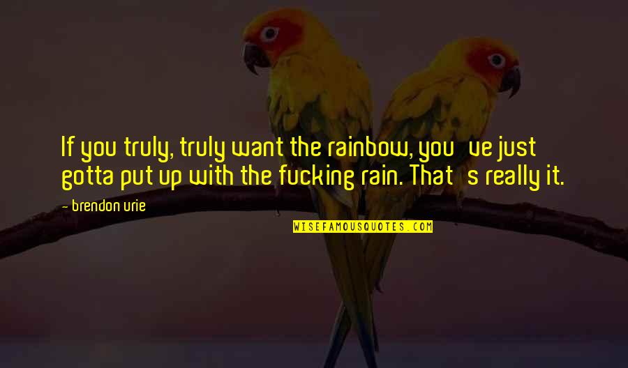 Rain And Rainbow Quotes By Brendon Urie: If you truly, truly want the rainbow, you've