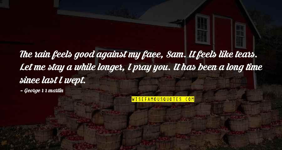 Rain And Tears Quotes By George R R Martin: The rain feels good against my face, Sam.