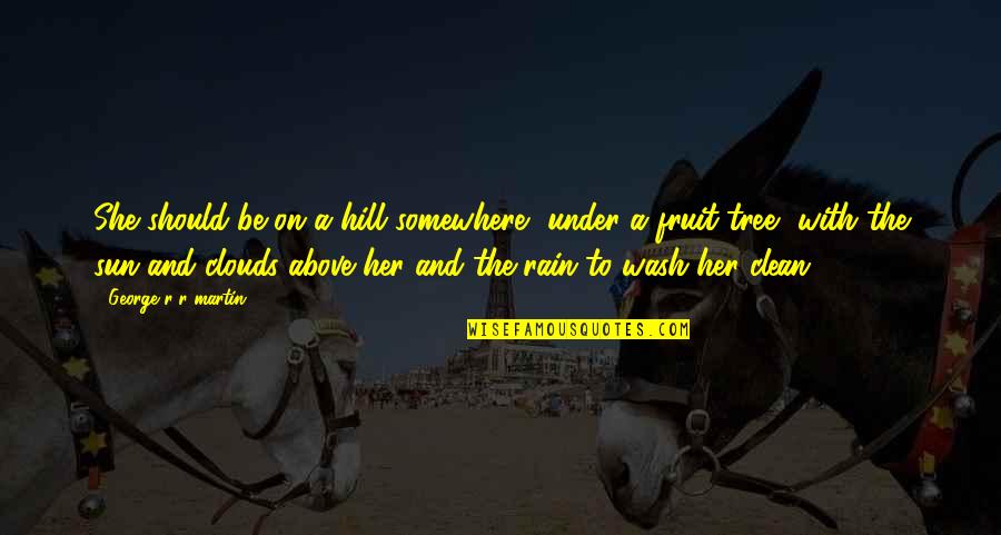 Rain And The Sun Quotes By George R R Martin: She should be on a hill somewhere, under