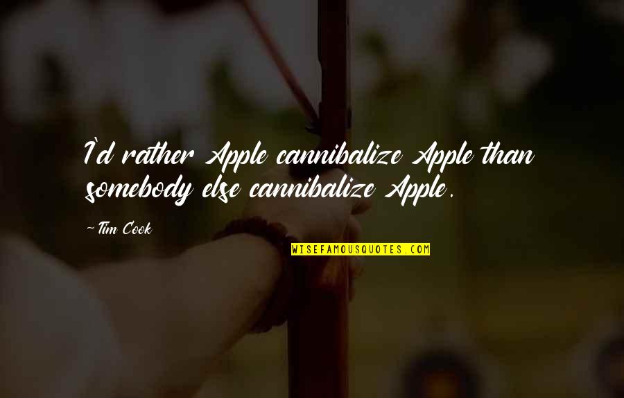 Rain At Funerals Quotes By Tim Cook: I'd rather Apple cannibalize Apple than somebody else