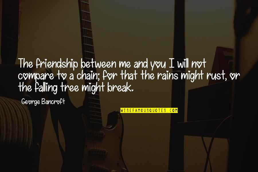 Rain Falling Quotes By George Bancroft: The friendship between me and you I will Rain Falling Quotes By George Bancroft: The friendship between me and you I will
