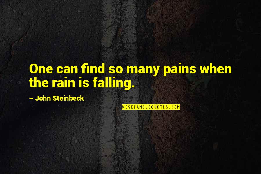 Rain Falling Quotes By John Steinbeck: One can find so many pains when the Rain Falling Quotes By John Steinbeck: One can find so many pains when the