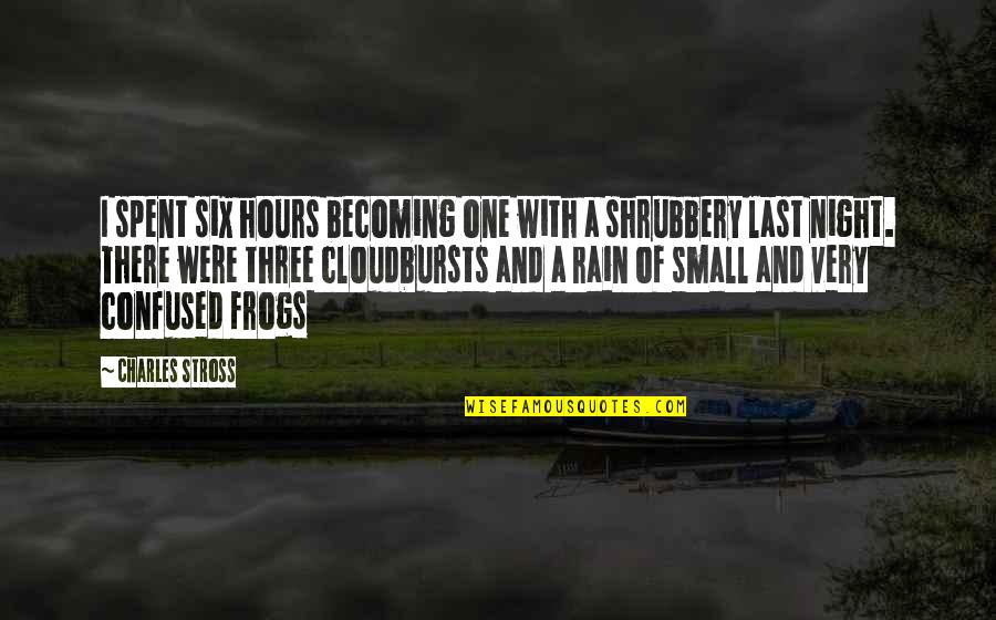 Rain Humor Quotes By Charles Stross: I spent six hours becoming one with a