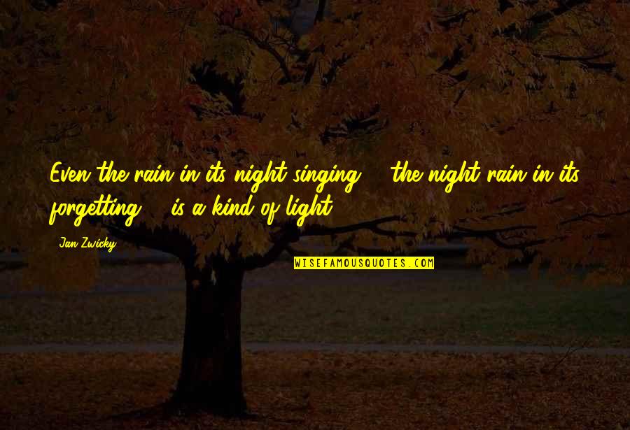 Rain In The Night Quotes By Jan Zwicky: Even the rain in its night singing, /