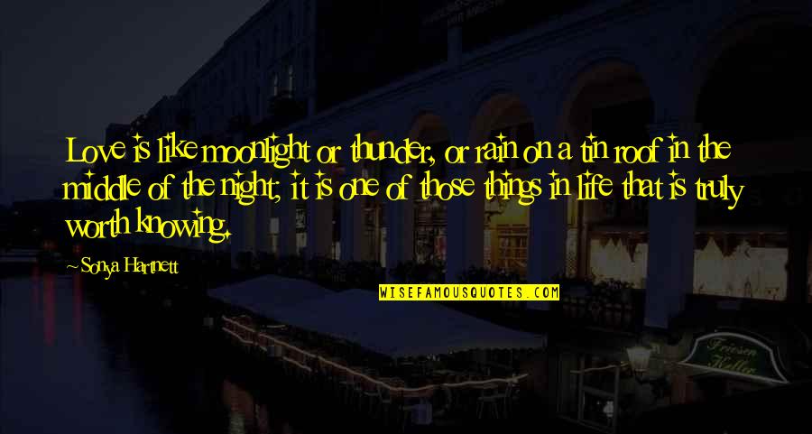 Rain In The Night Quotes By Sonya Hartnett: Love is like moonlight or thunder, or rain