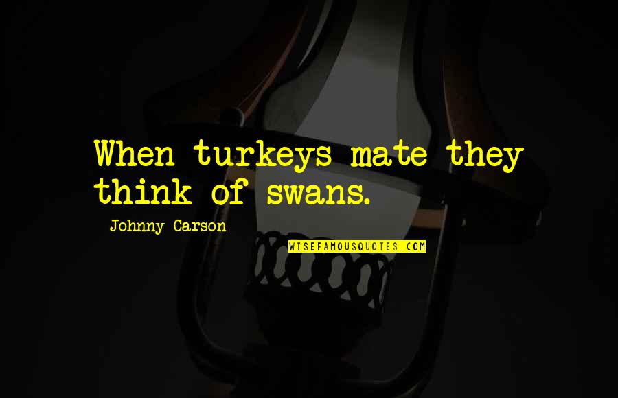 Rain Man Toothpick Quotes By Johnny Carson: When turkeys mate they think of swans. Rain Man Toothpick Quotes By Johnny Carson: When turkeys mate they think of swans.