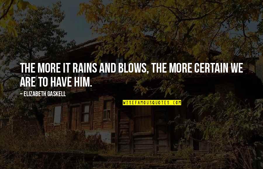 Rain Or Shine Quotes By Elizabeth Gaskell: The more it rains and blows, the more