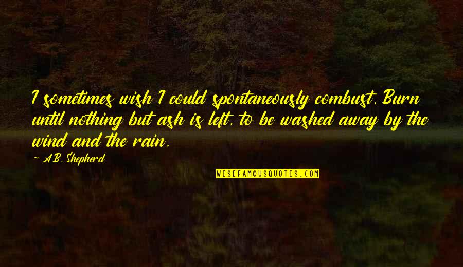 Rain Washed Quotes By A.B. Shepherd: I sometimes wish I could spontaneously combust. Burn