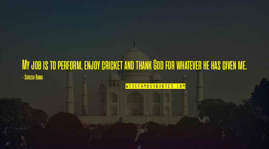 Raina Quotes By Suresh Raina: My job is to perform, enjoy cricket and