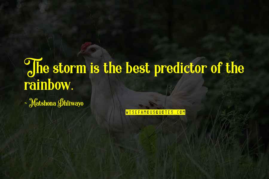 Rainbow And Storm Quotes By Matshona Dhliwayo: The storm is the best predictor of the Rainbow And Storm Quotes By Matshona Dhliwayo: The storm is the best predictor of the