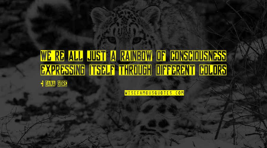 Rainbow Colors Quotes By Dana Gore: We're all just a rainbow of consciousness expressing