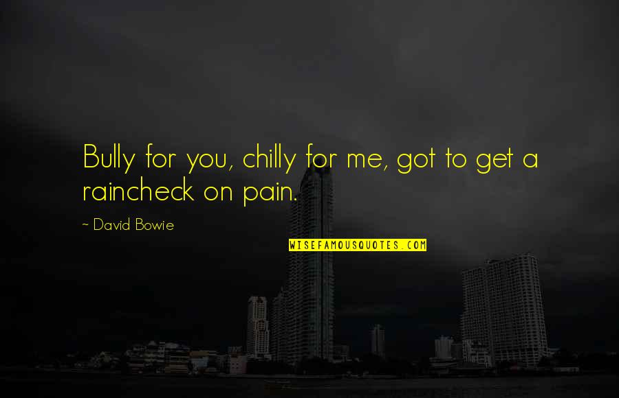 Raincheck Quotes By David Bowie: Bully for you, chilly for me, got to
