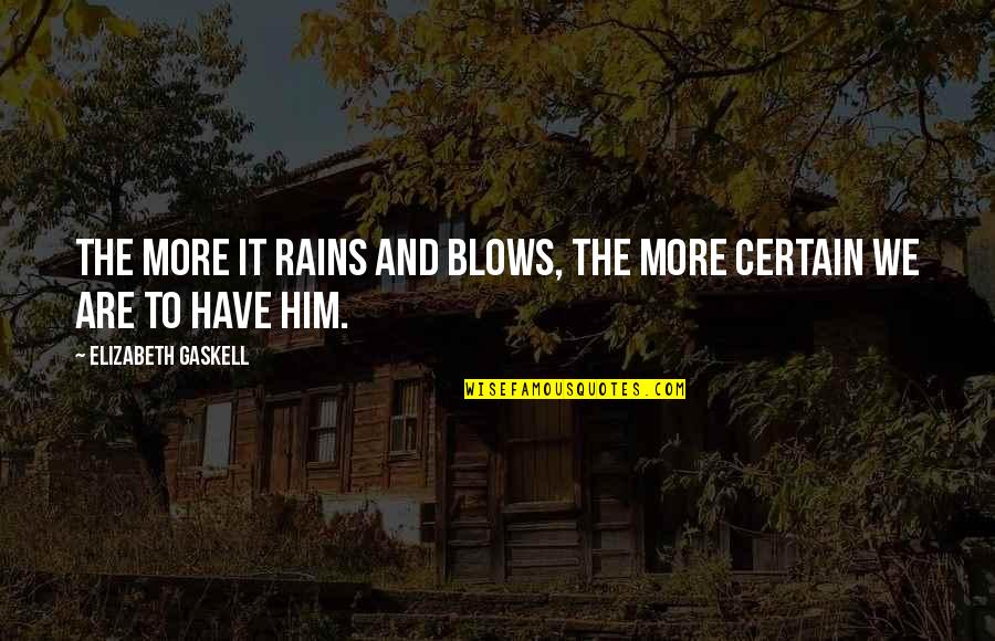 Rain'd Quotes By Elizabeth Gaskell: The more it rains and blows, the more Rain'd Quotes By Elizabeth Gaskell: The more it rains and blows, the more