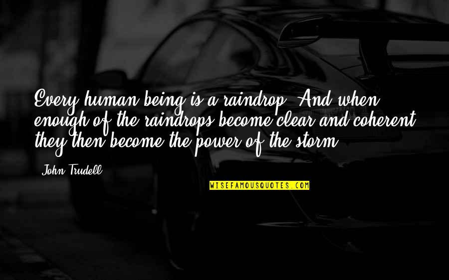 Raindrop Quotes By John Trudell: Every human being is a raindrop. And when Raindrop Quotes By John Trudell: Every human being is a raindrop. And when