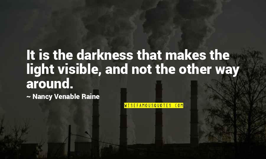 Raine Quotes By Nancy Venable Raine: It is the darkness that makes the light