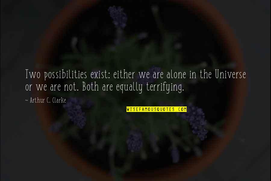 Raine Sage Quotes By Arthur C. Clarke: Two possibilities exist: either we are alone in Raine Sage Quotes By Arthur C. Clarke: Two possibilities exist: either we are alone in