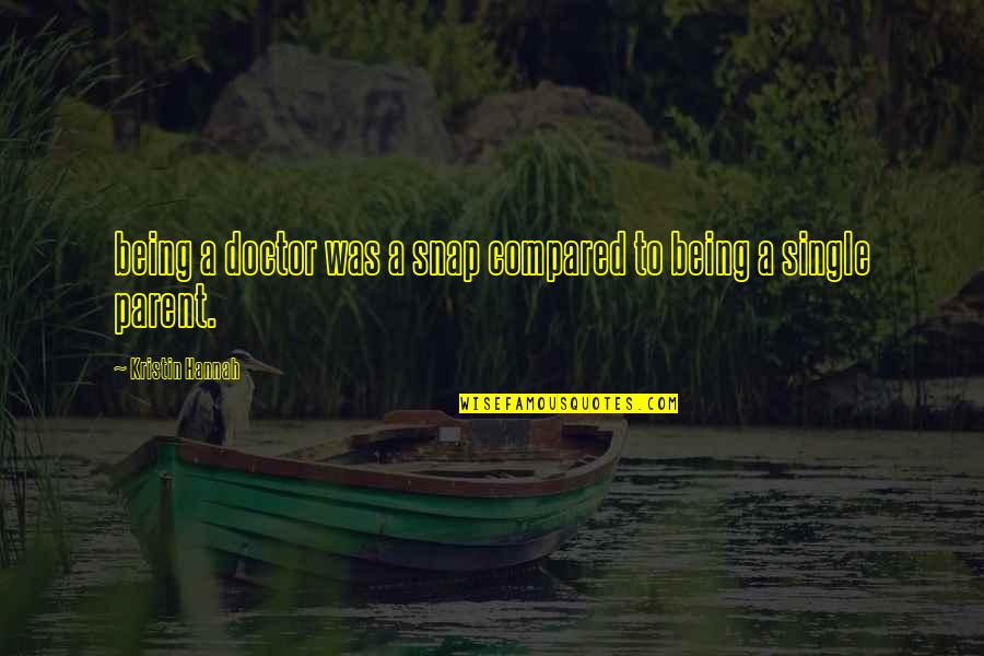 Rained Cats Quotes By Kristin Hannah: being a doctor was a snap compared to