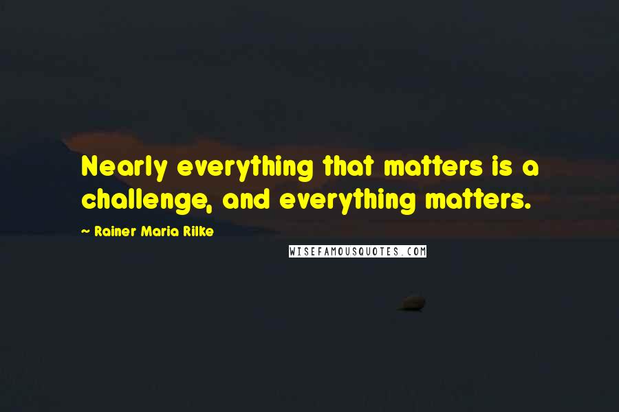 Rainer Maria Rilke quotes: Nearly everything that matters is a challenge, and everything matters.