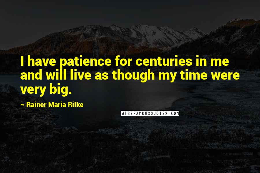 Rainer Maria Rilke quotes: I have patience for centuries in me and will live as though my time were very big.