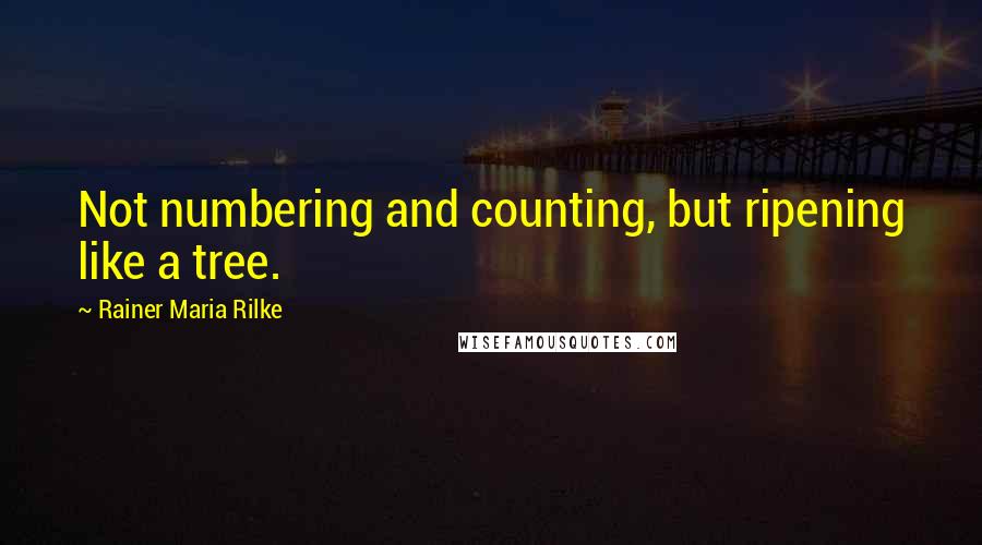 Rainer Maria Rilke quotes: Not numbering and counting, but ripening like a tree.